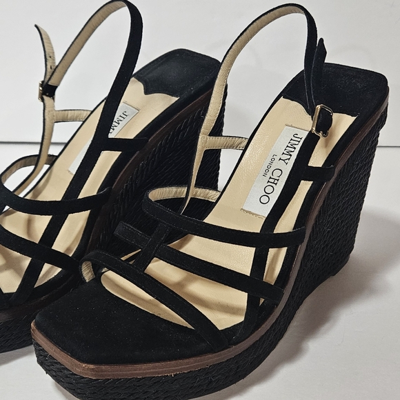JIMMY CHOO Suede Ariela 110 Wedge Sandals Size 39 - Picture 8 of 10